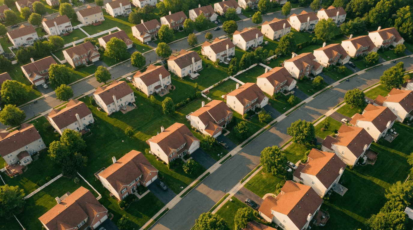 New Jersey neighborhood at golden hour